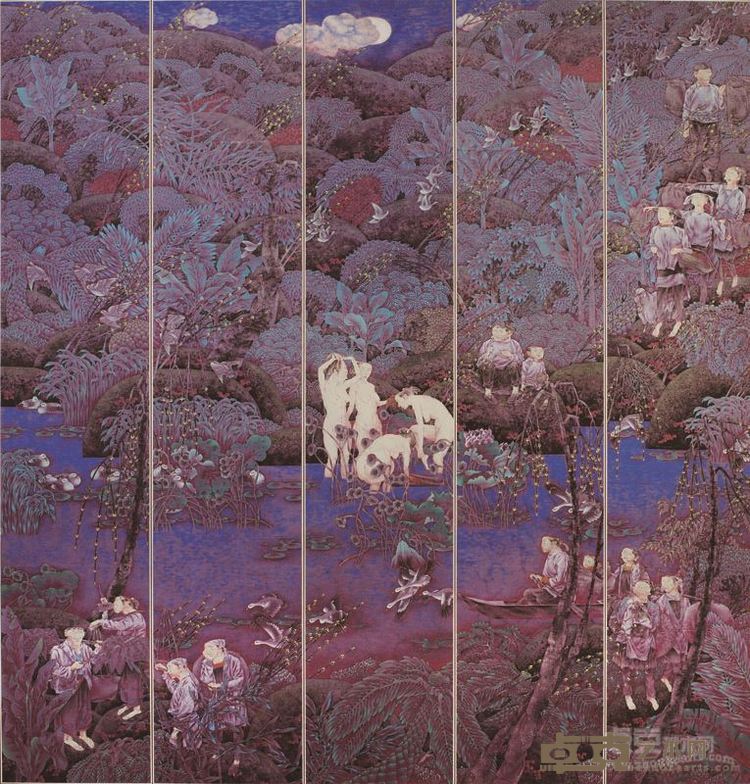 暖月亮 纸本工笔  218x209cm  2003