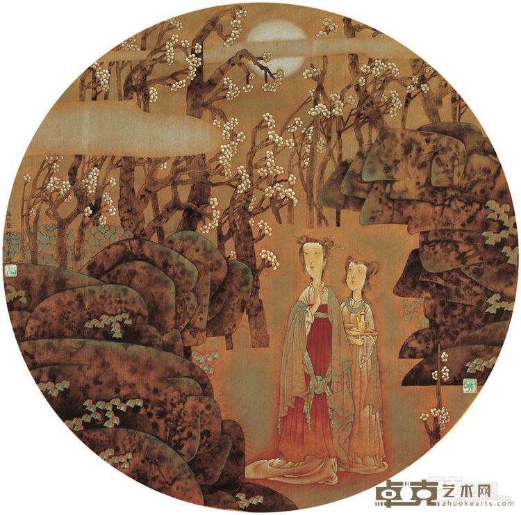思君如满月   1995年  绢本重彩工笔画  68XX68cm