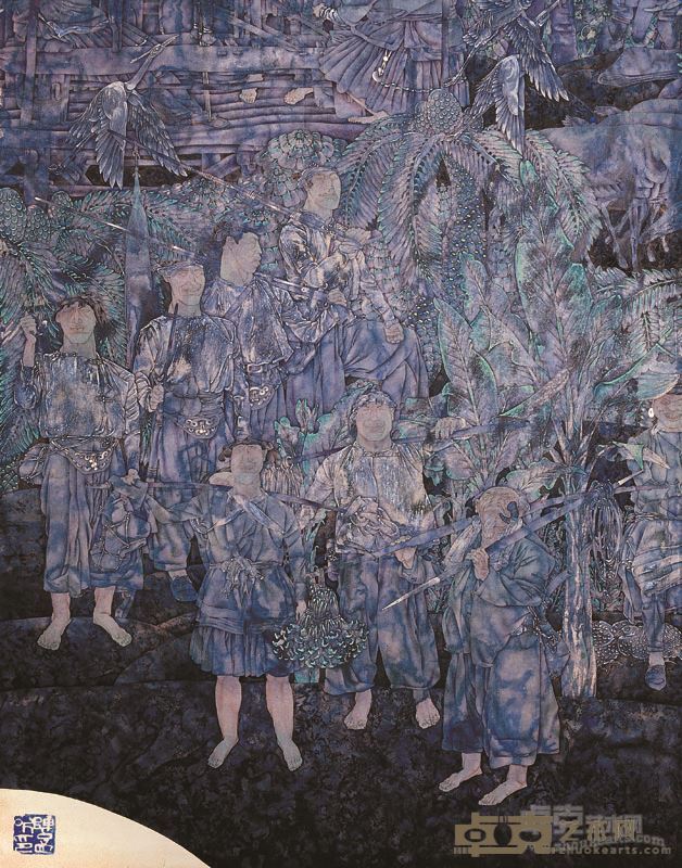 一方水土  局部 210X220cm   纸本重彩工笔画  1994年