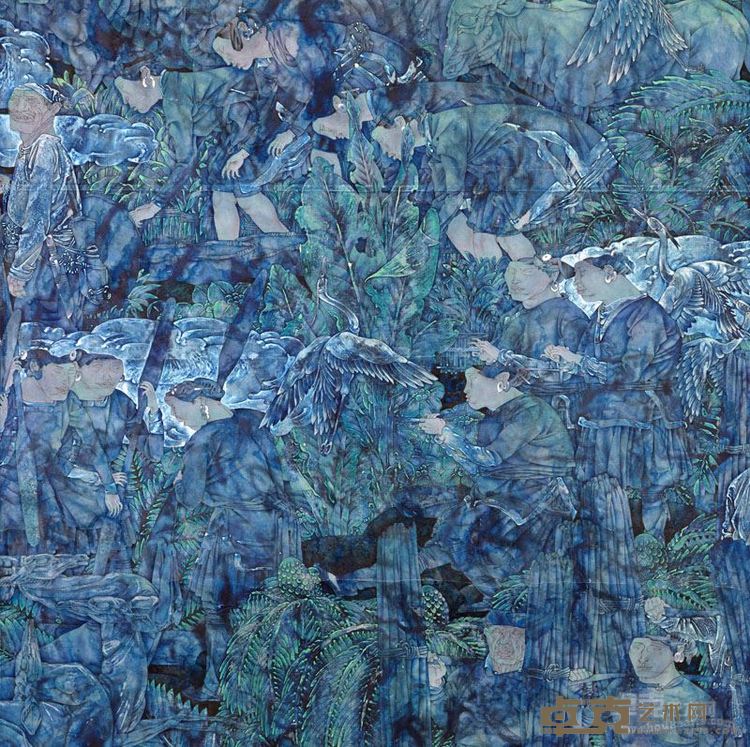 一方水土局部4  210X220cm   纸本重彩工笔画  1994年