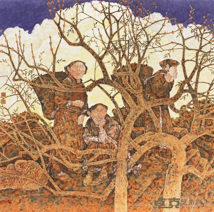 云过长天 120 x120cm  纸本工笔画  2015年