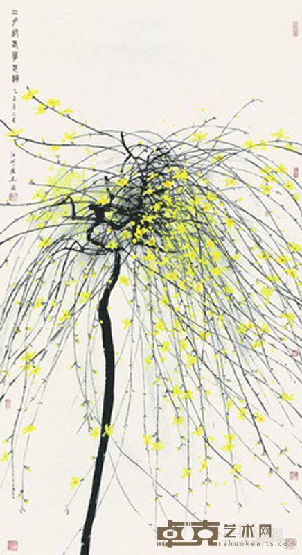 二月迎春花甚柳，178×96cm,2015