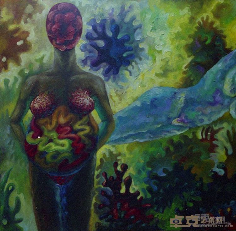 张洪菠 《透视1号》 100╳100cm 布面油画 1991年