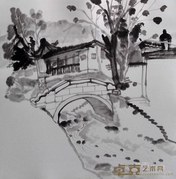 花元飞《山园曲水二》60x60cm宣纸2016