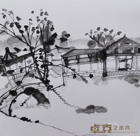 花元飞《山园曲水一》60x60cm宣纸2016