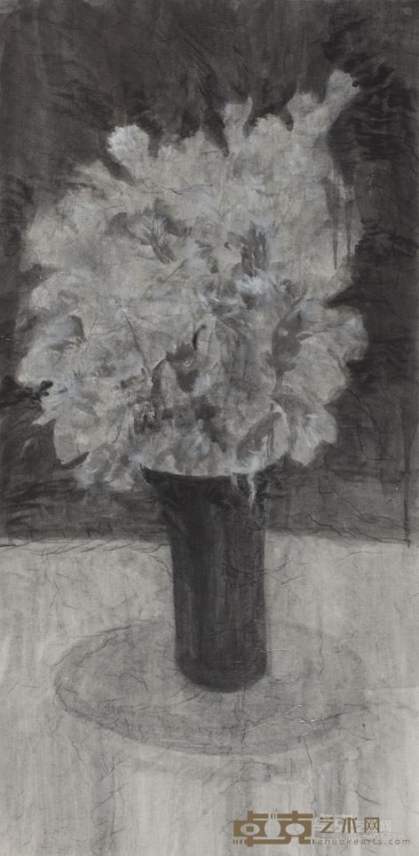 杜万成《土壤不经意让花叶枯黄》68x138cm宣纸水墨2015