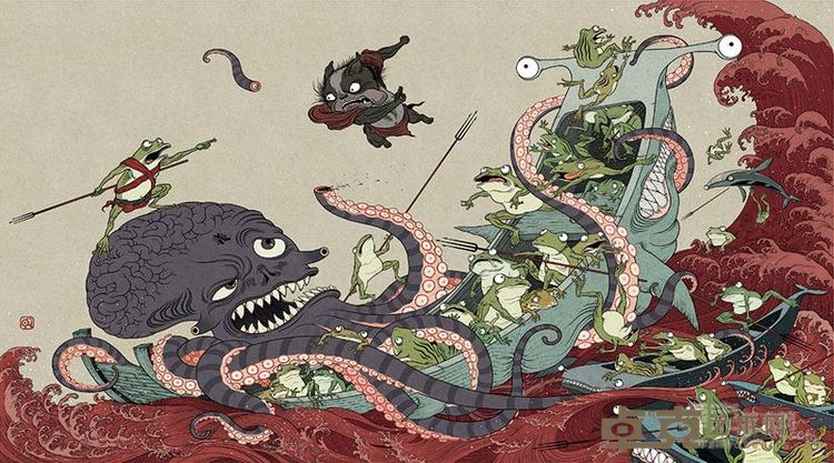 金奖 《荒诞水浒—浔阳江》 赵维明 材质 艺术微喷 时间 2005