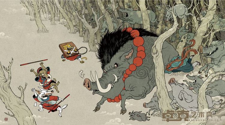 金奖 《荒诞水浒－野猪林》 赵维明 材质 艺术微喷 时间 2005