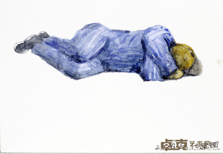 纸言片语系列之病号，纸本水彩，2016年