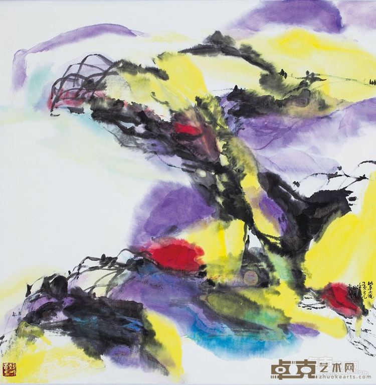 紫嵐黃光伴日月 69X69 CM 2016