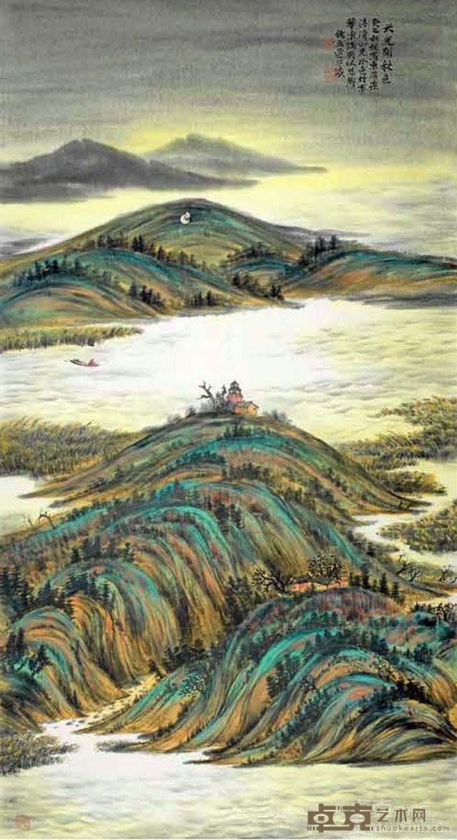 《天光开秋色》 侯立远 180×98cm 2013年 纸本水墨