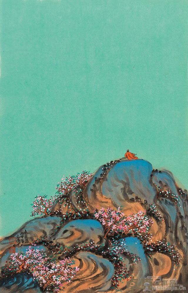 《一岛桃花之四》 侯立远 68×44cm 2016年 纸本水墨