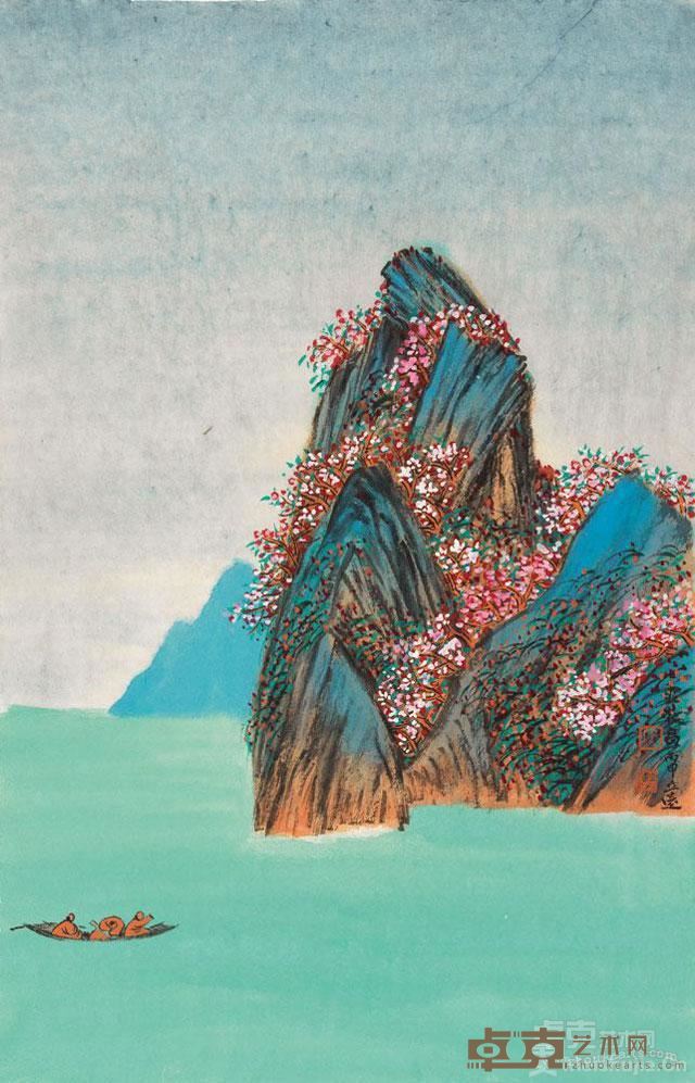 《一岛桃花之二》 侯立远 68×44cm 2016年 纸本水墨