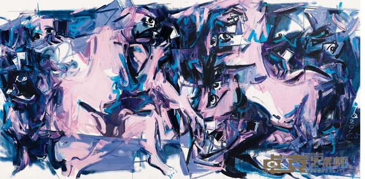 唐倩 布面油画《此牌局非彼牌局》200x400cm 2016年