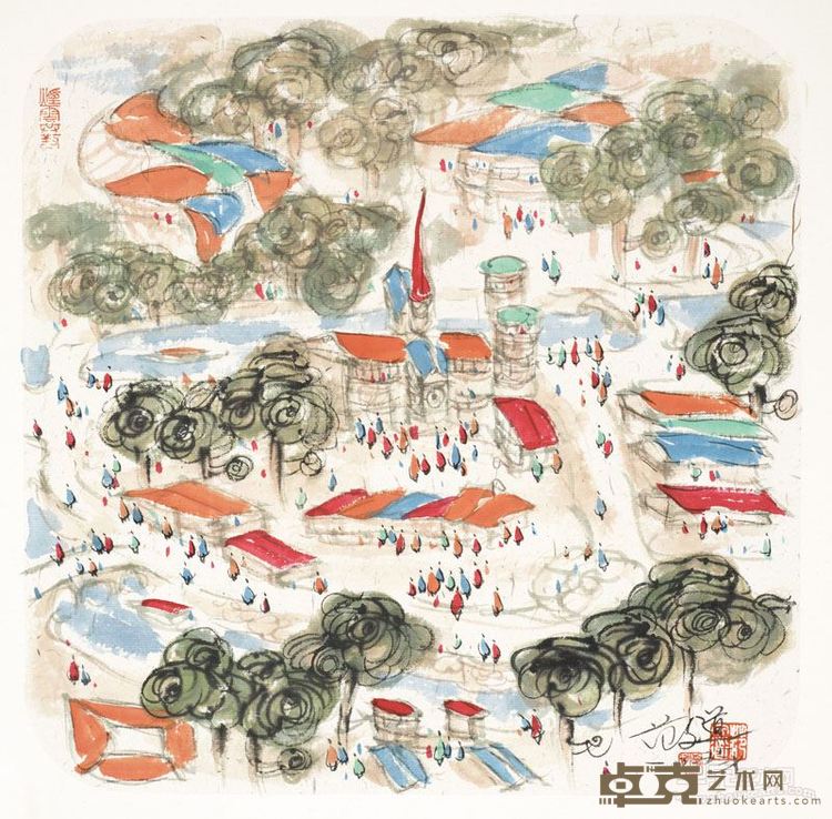 范文道  水色系列·巴黎圣母院印象26cm×26cm2015年