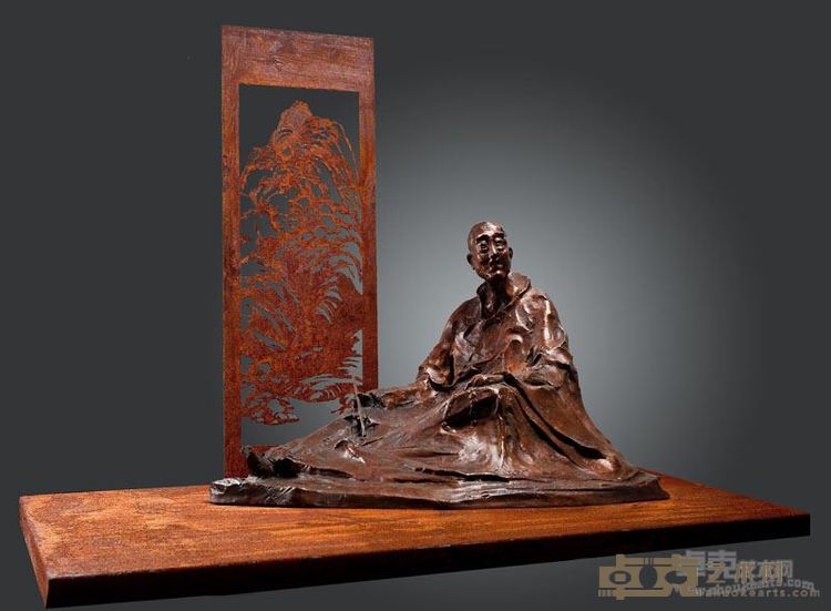尚荣  《巨然》（青铜、钢板腐蚀），该作品入选“首届南京l历史文化名人雕塑工程”并永久立于南京老门东金陵美术馆