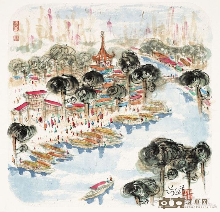范文道  水色系列·南京夫子庙印象26cm×26cm2015年