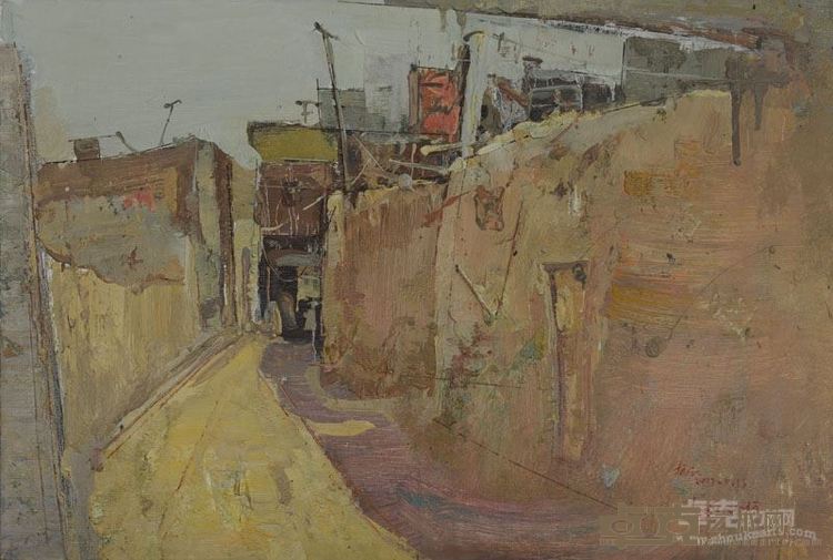 烈日下的高台小巷   布面油画    60x90cm   2017年
