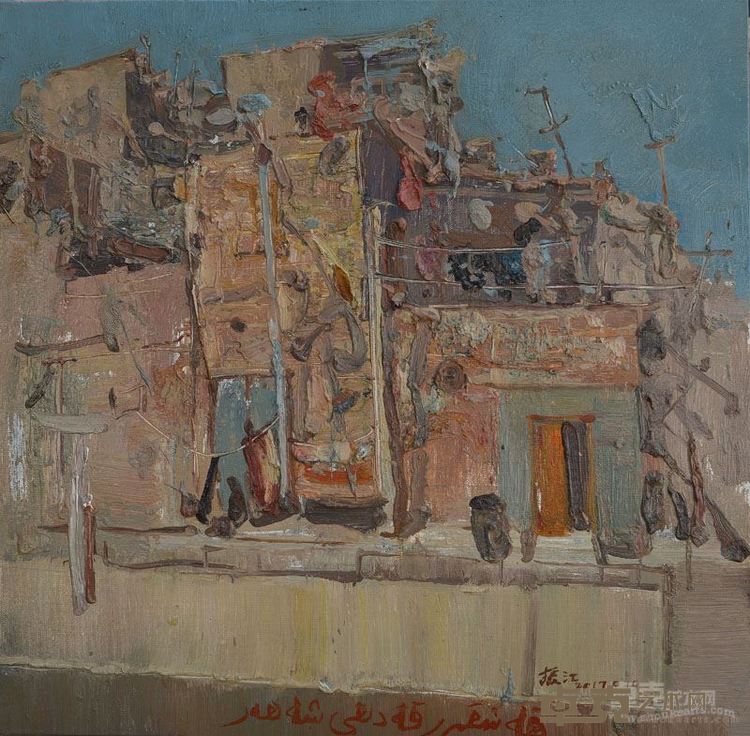 阳光下高台一角   布面油画   60x60cm   2017年