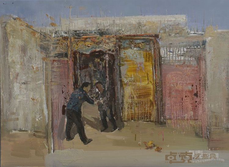 援疆干部OY先生考察萨拉巴格村  布面油画   60x80cm  2017年