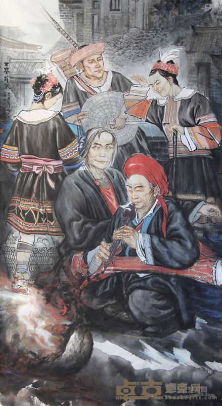 古寨情歌   规格：96cm×180cm  纸本   创作年代：2016年