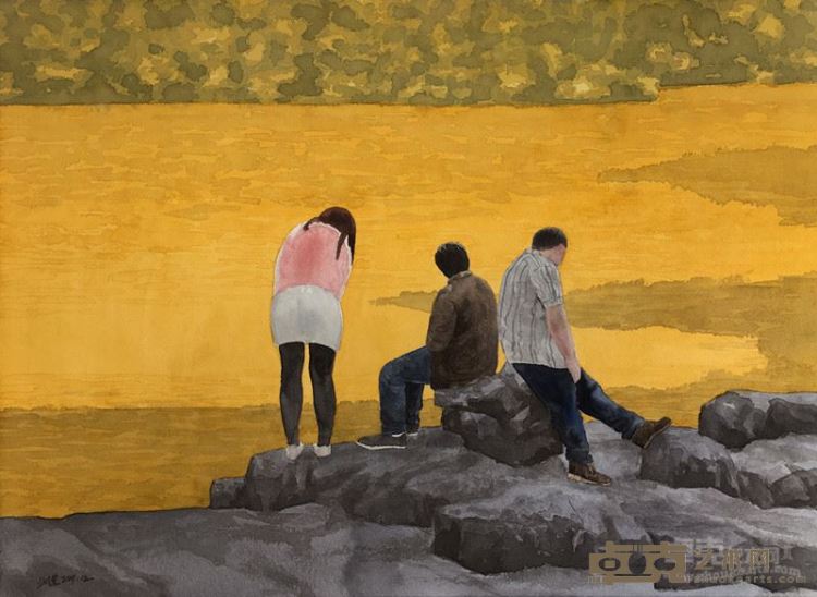 《金色池塘》纸上水彩 38×52cm  2017