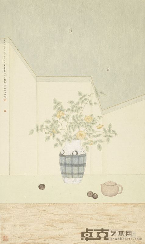 邓家安- 玫瑰多刺图 97x57.5cm 纸本设色 2017年