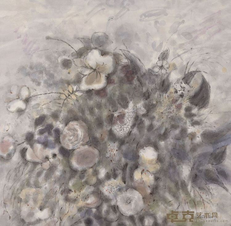 成花素  纸本水墨  63×64.5cm  2017