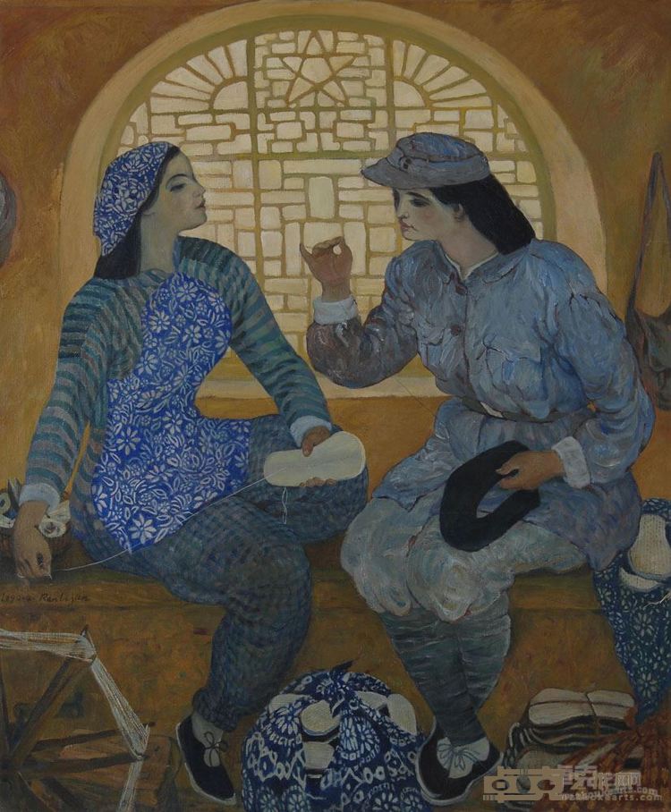 《针针线线皆投入》 120x100cm 1992年 油画
