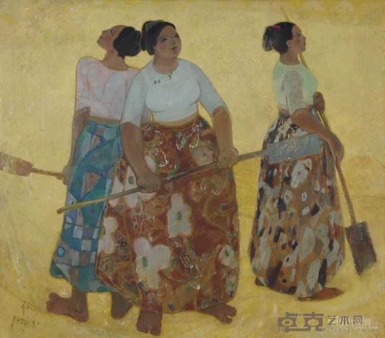 《打谷场上》 142x124cm 1986年 油画