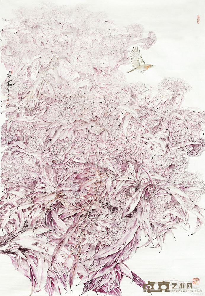 《吉冠神州》 李采姣 200x132cm 2018年 纸本没骨