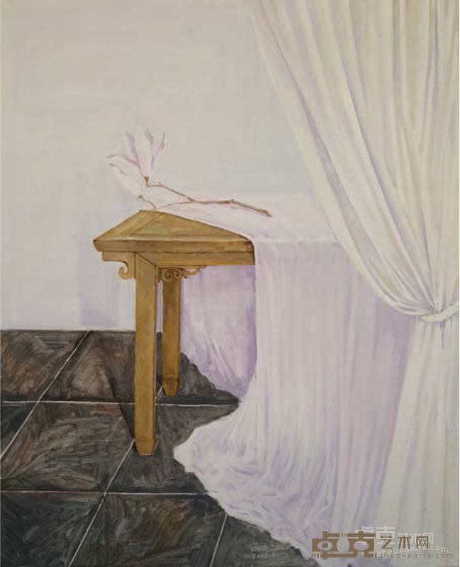 汤宁容 有玉兰花的房间 布面油画 80×65cm 2018年