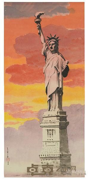 《自由女神像》 马白水 121x56cm 1975年 水彩