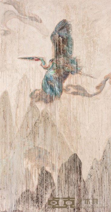 《碧羽晴沙》 王爱英 190×89cm