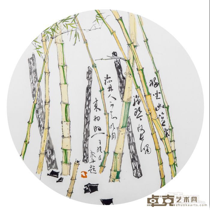 《竹林幽居》 王俭 直径42cm 2018年 纸本设色