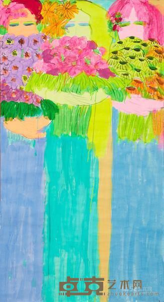 《无题》 丁雄泉 177x96.5cm 1980~1990年代末 压克力 米纸