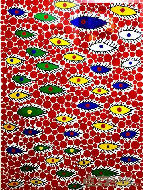 《空中飞舞的眼睛》 草间弥生 76x56cm 2006年