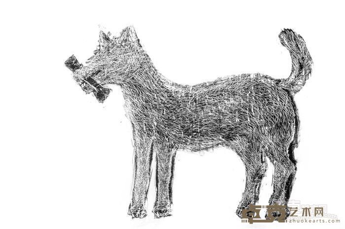 《狗和骨头》 张同帅 200x140cm 2011年 木刻版画