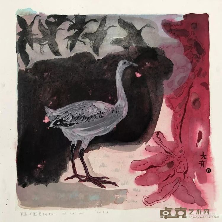 《百鸟找凤系列4》 黄大有 42x42cm 2018年