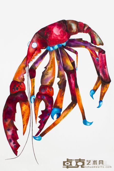 《龙虾之死》 柏睿安 56x76cm 2013年 手工纸水彩画