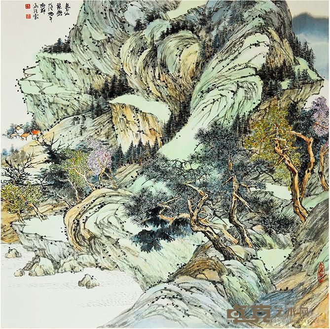 《春山翠峦》 冯祥云 50x50cm 2018年