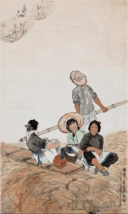 《歌声荡漾稻船归》 金志远 徐孅 1962年 国画