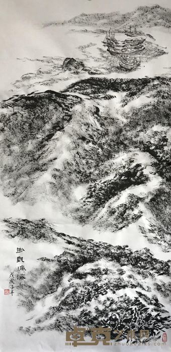 《渺观瀛海》 邓子平 136x68cm