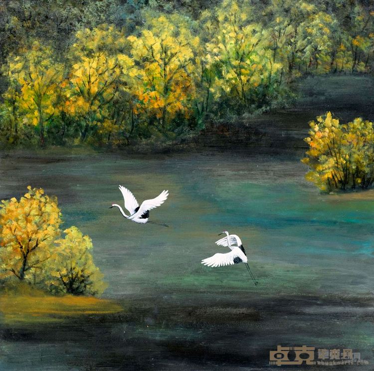 黄慧君《江岸》40×40cm