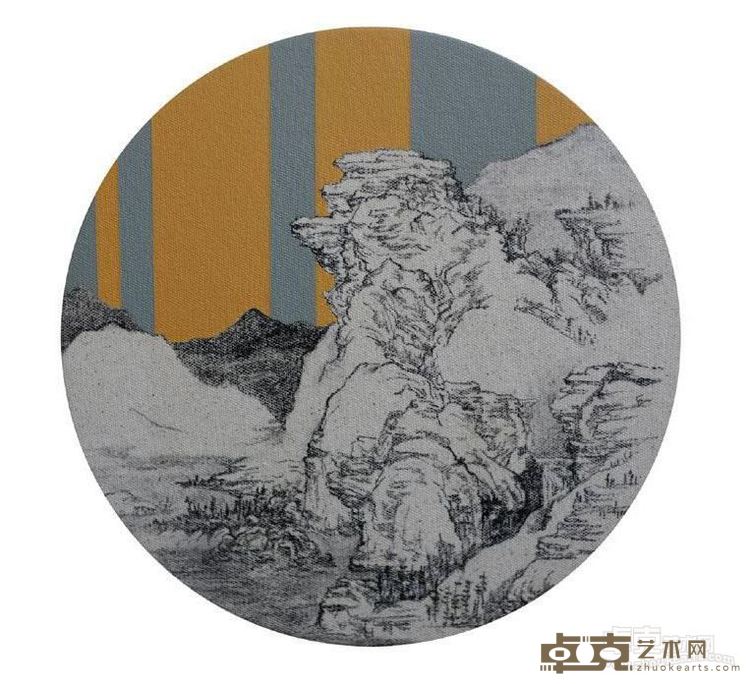 《再造山水 no.10》 王阔阔 直径33cm 2017年 布面综合